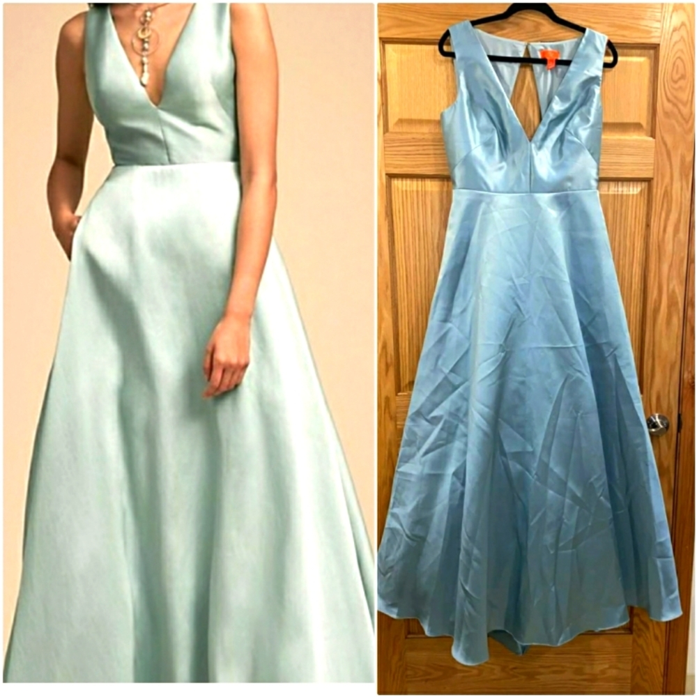 ML Monique Lhuillier V-Neck A-Line Ball Gown
